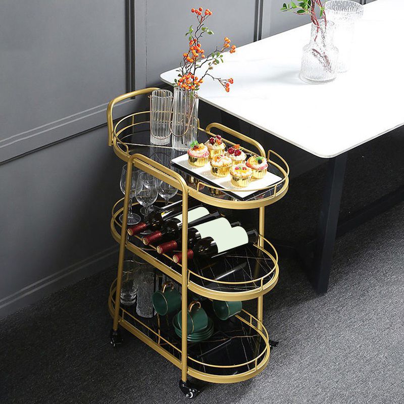 Contemporary Oval Prep Table Rolling Metal Prep Table for Kitchen
