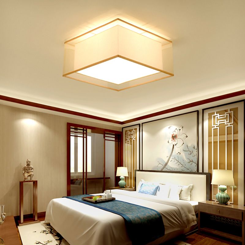 Lampe encastrée en tissu, plafonnier en forme de tambour de Style chinois pour salle à manger