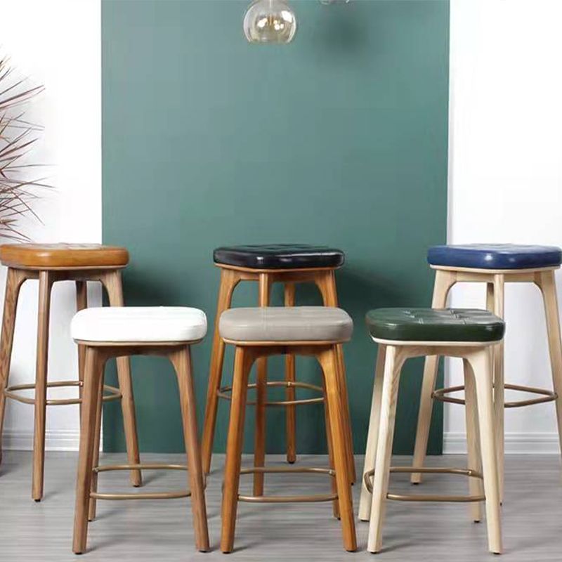 Modern Style Bar-stool PU Leather Counter Bar Stool with Wooden Legs