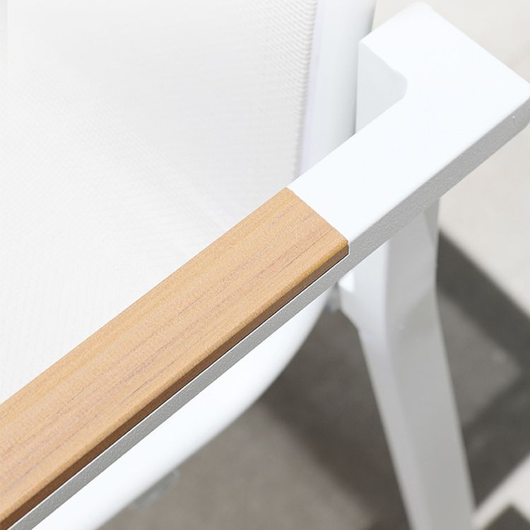 Contemporary White Outdoors Dining Chairs with Fabric Back Stacking Chairs