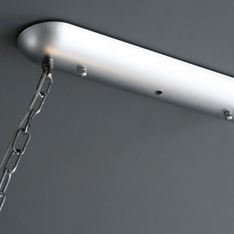 Il ristorante industriale in metallo industriale a ciondolo cilindrico d'isola argento si appese alla luce appesa