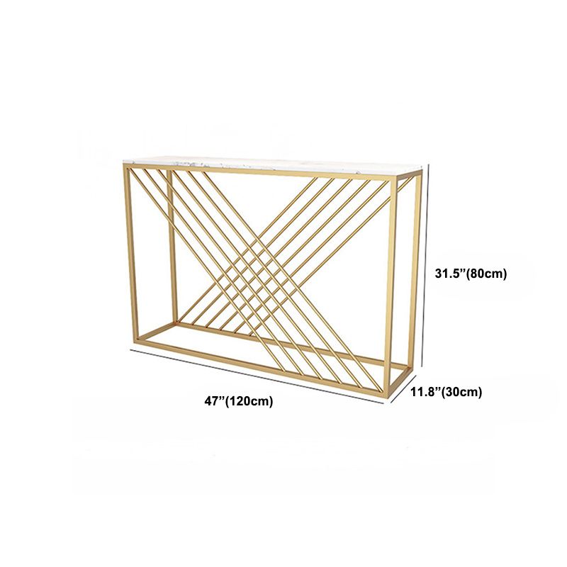 Glam Console Accent Table Rectangle Sofa Console Table in Marble