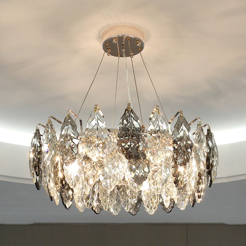 Luci a sospensione geometrica Modern Crystal Crystal Apparecchiatura dell'illuminazione a sospensione in grigio per soggiorno