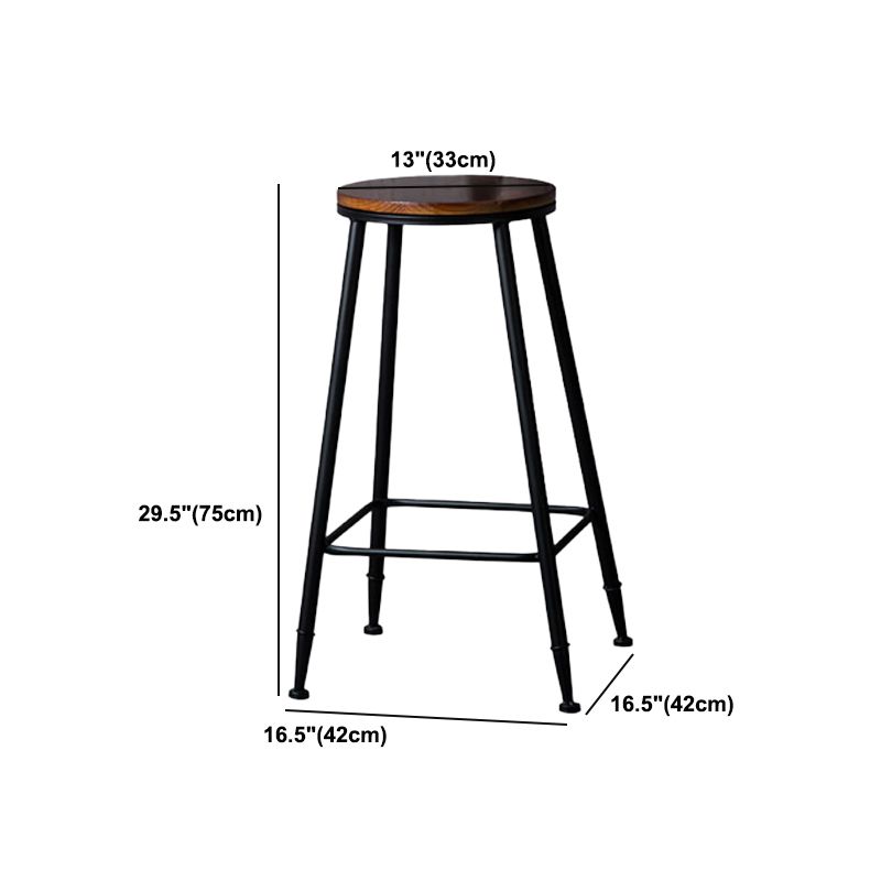 Indoor Industrial Style Wood Top Barstool Metal 4 Legs Bar Stool with Pedal
