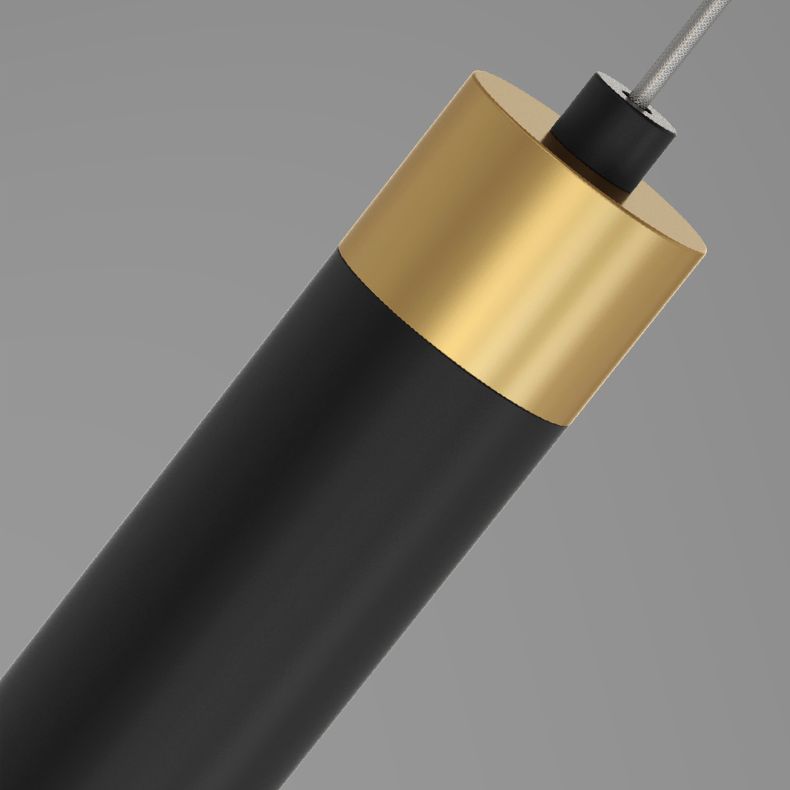 Moderno lampadario cilindro le luci isola dell'isola in metallo in nero e oro