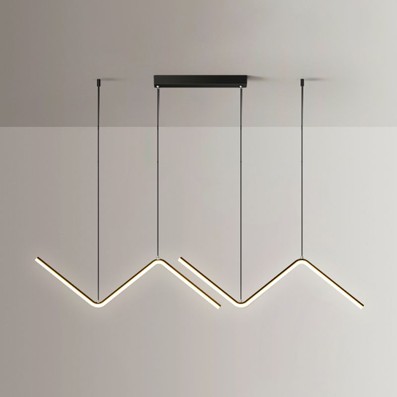 Contemporary Island Light Linear Metal 2 Light Island Lights en negro
