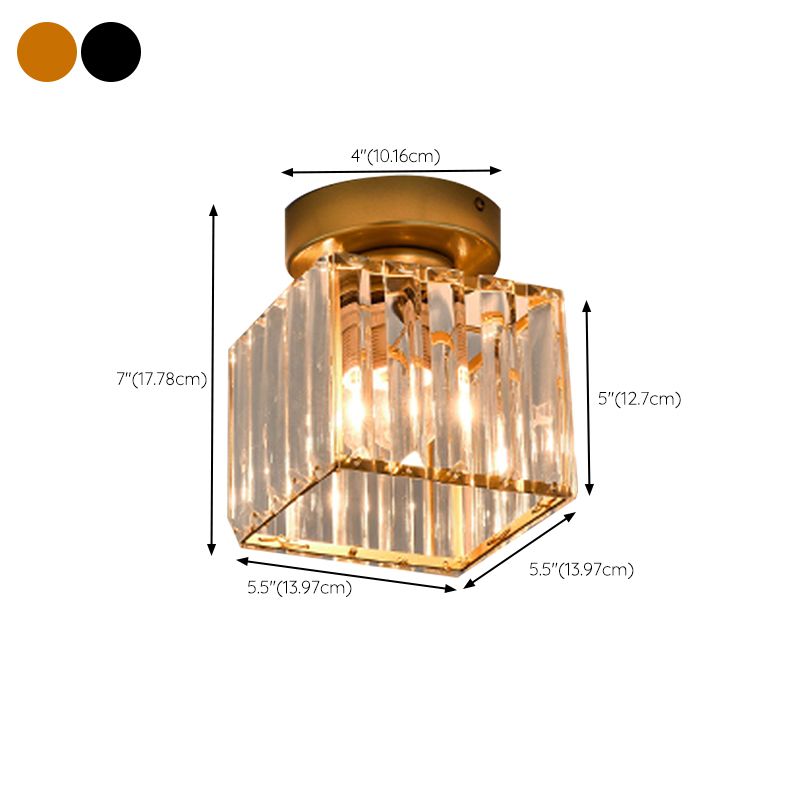 Iron and Crystal Flush Mount Contemporary Ceiling Flush in Gold / Black
