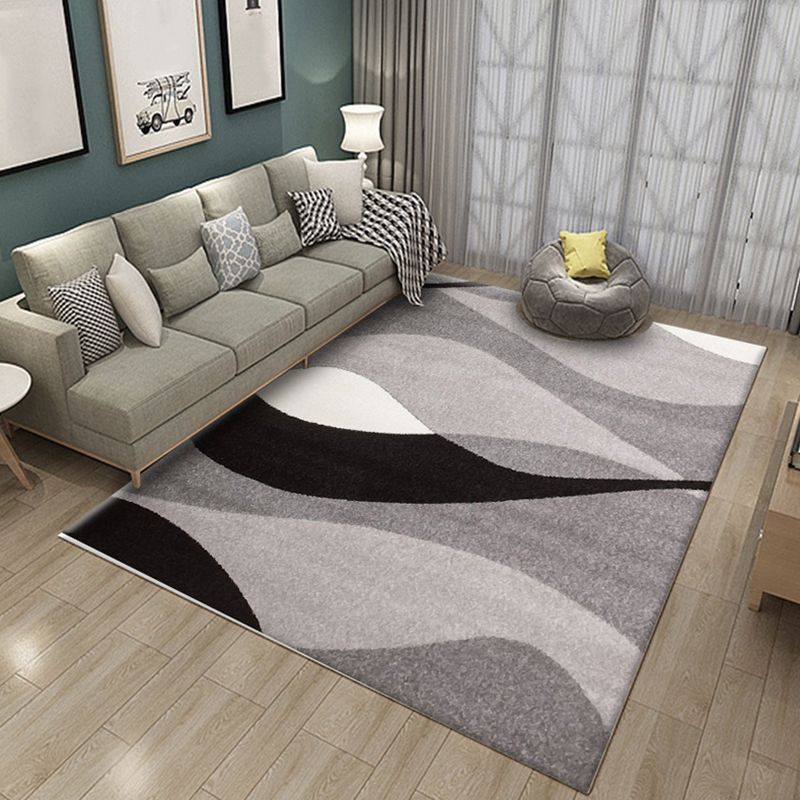 Beige Modern Rug Polyester Geometric Indoor Rug Washable Rug for Living Room