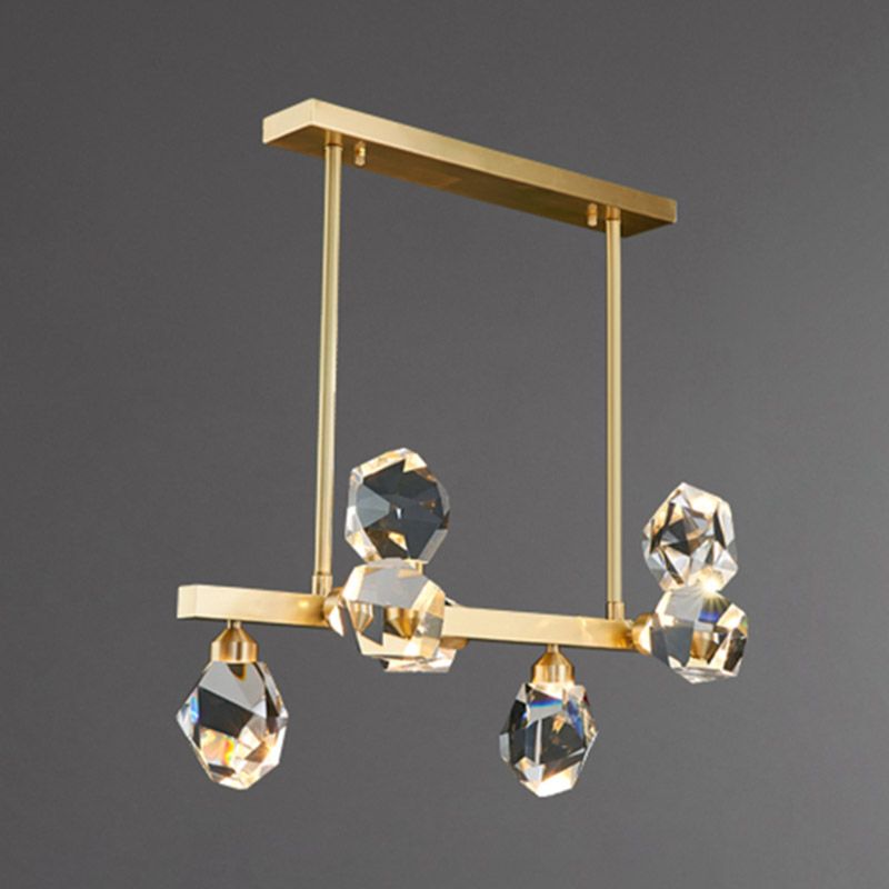 Multi-Light Island Lighting Modern Style Geometric Shape Crystal Hanging Lights