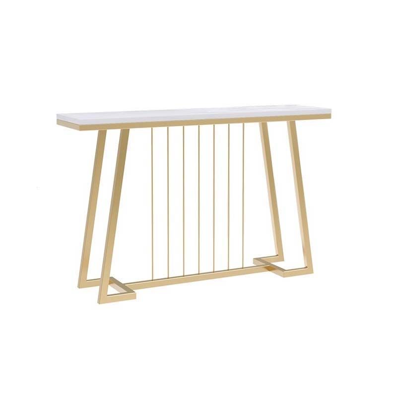 Glam Iron Console Sofa Table Rectangle Marble End Table for Hall