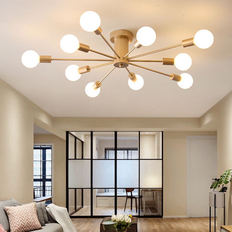 Industrial Style Iron Ceiling Light with Glass Shade for Bedroom