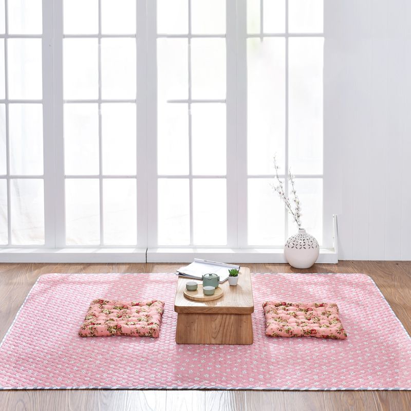 Fancy Floral Printed Rug Multi Colored Cotton Area Carpet Non-Slip Backing Pet Friendly Washable Indoor Rug for Room