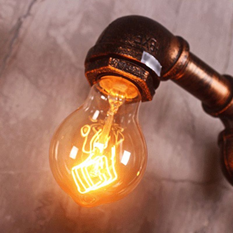 Antike Bronze Eisenwandhalterung Lampe Industriewasser Rohrleitungswand Lichtleuchte für Coffeeshop