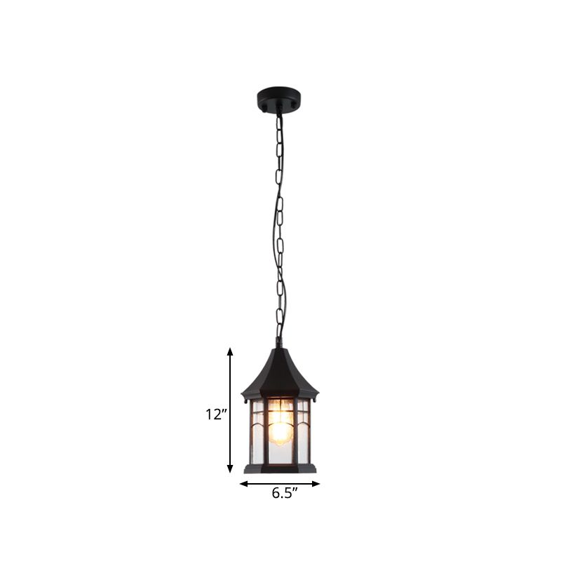 Pavillon Clear Bubble Glass Pendants Farmhouse 1-Light Balcony Suspension Lampe en noir
