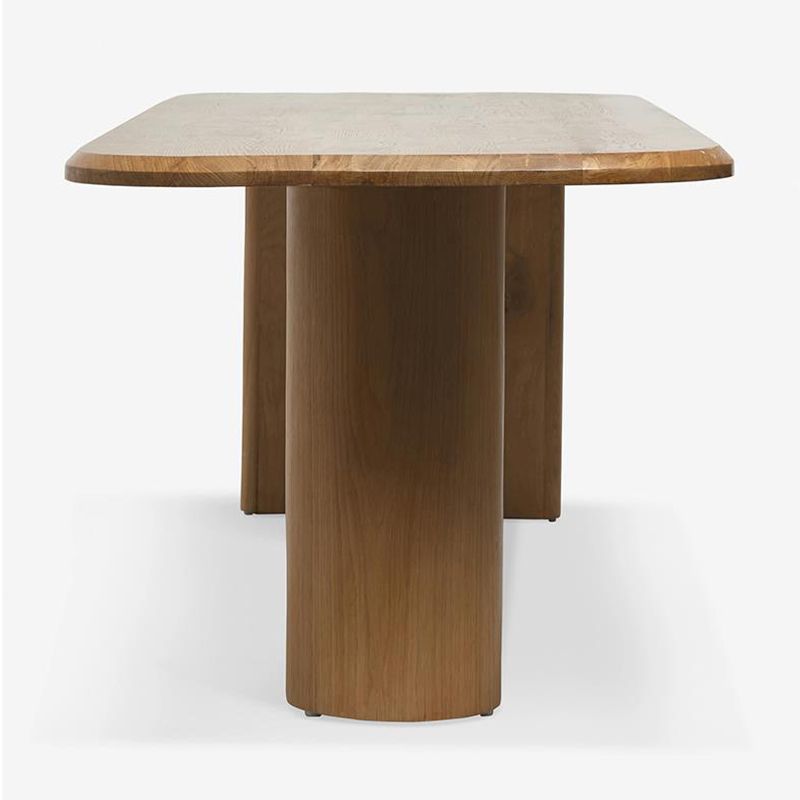 Modern Wood Dining Table with Double Pedestal Ellipse Table for Dining Room