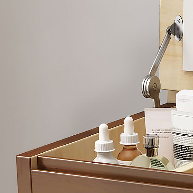 Scandinavian Bedroom Dressing Table Rubberwood Flip-Top Make-up Vanity