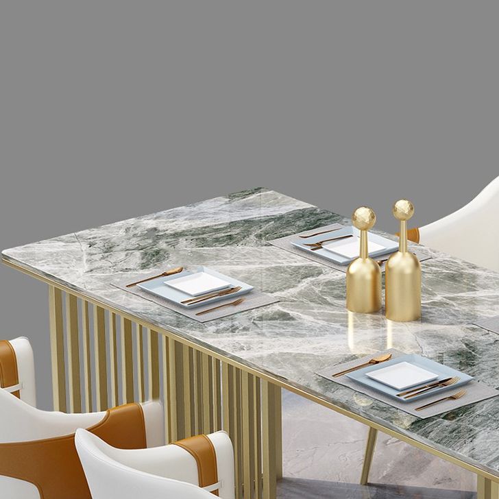 Mesa de comedor de piedra sinterizada de lujo Mesa de interior rectángulo con base de pedestal doble