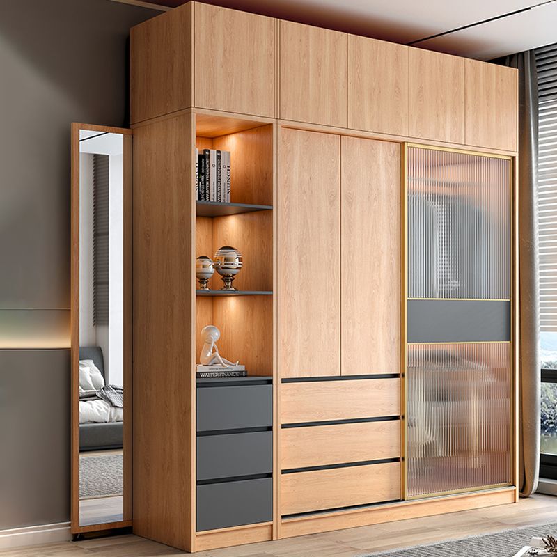 Sliding Engineered Wood Wardrobe Closet Modern Wardrobe Cabinet