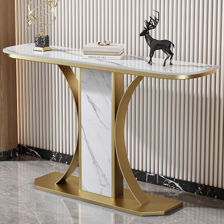 11.8" Wide Stone Console Table Scratch Resistan Table Half Moon Accent Table