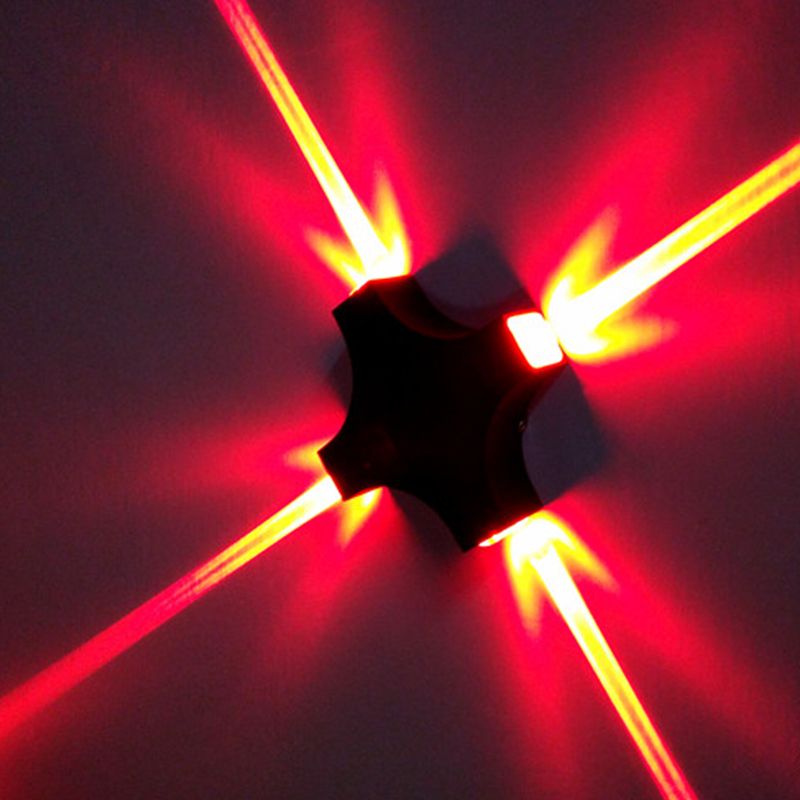 Black X Shaped 4-Way Wall Mount Lamp Modern Aluminum RGB Color LED Sconce Light Fixture