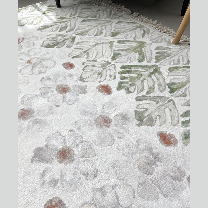 Chapeau de salon chic Plant de plante Polyester Area Tapis Fringe Fringe Tache Resistant Area Tapis