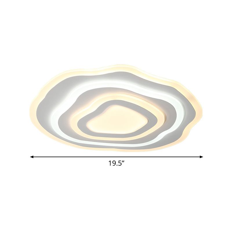 19.5"/23.5" Wide Modern LED Ceiling Lamp Acrylic White Rippling Flush Mount Light in Warm/White Light for Lounge