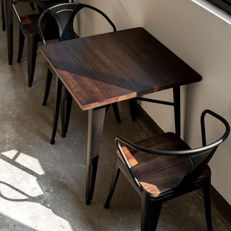 Industrial 1/2/5 Pieces Furniture Solid Wood Dining Set in Brown