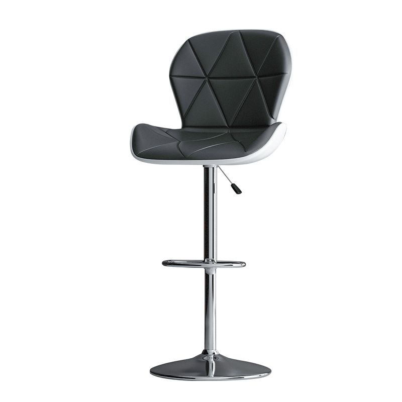 Modern Metal Barstool Faux Leather Counter Stool in Matte Finish