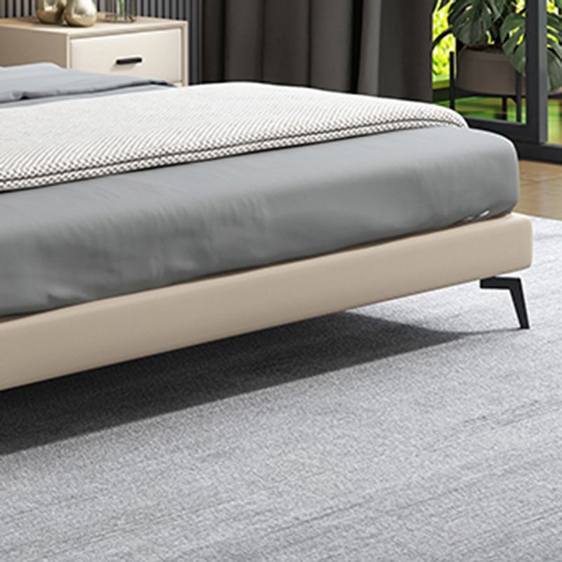 Contemporary Upholstered Standard Bed, Rectangular Headboard Bed
