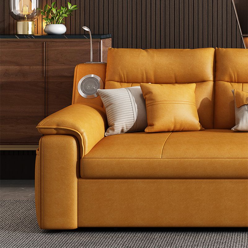 32" Wide Contemporary Futon Sofa Bed Orange Pillow Back Sleeper Sofa