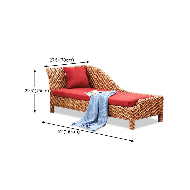 Rattan Chaise Lounge Chair Upholstered Chaise with One Armed