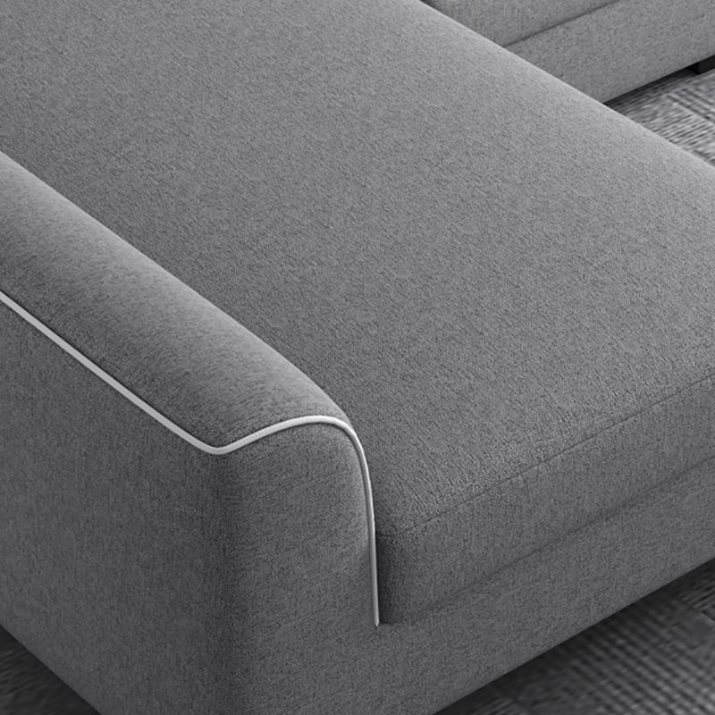 34.6"H Modern Linen/Faux Leather Square Arm Sofa& Chaise Lounge for Living Room