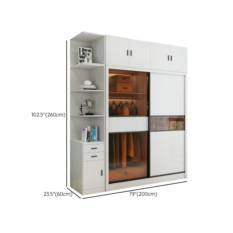 Sliding Wardrobe Armoire White Engineered Wood Wardrobe Closet