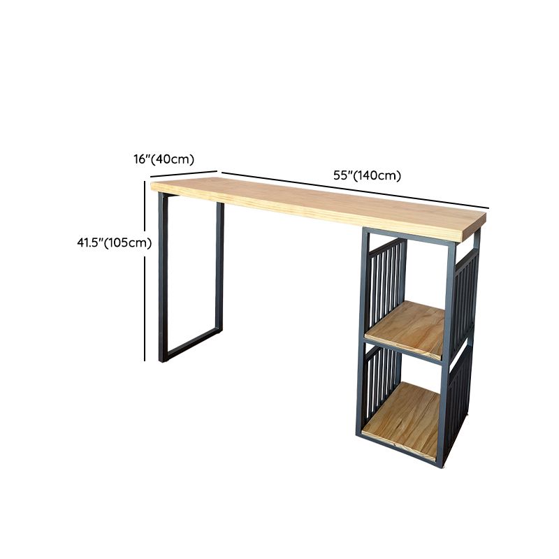 Industrial Style Bistro Bar Table Wood Rectangle Metal Base Bar Table