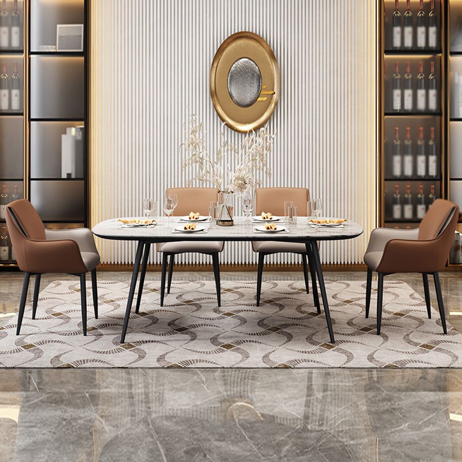 Silla de comedor tapizada con respaldo sólido de metal con brazo para el hogar escandinavo