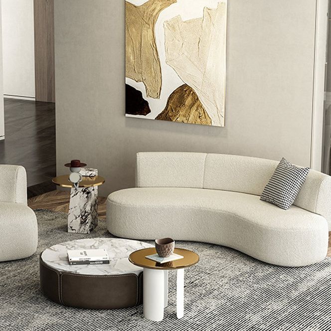 Contemporary 27.5" H Wool Sofa with Armless and Tight Back Curved For Living Room