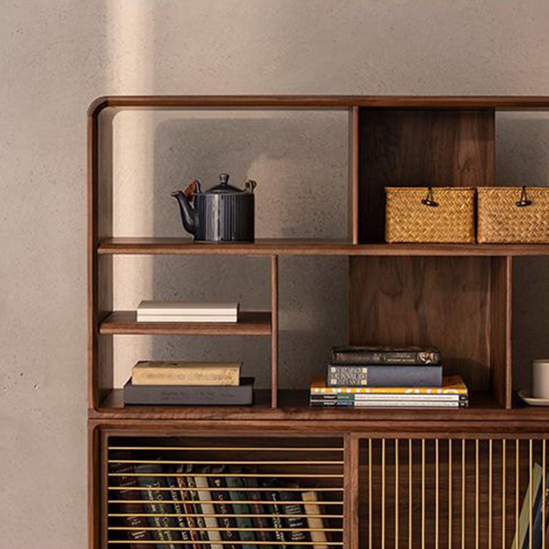 Contemporary Open Back Standard Bookcase Solid Wood Bookshelf with Shelves