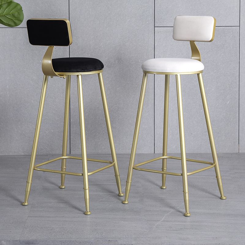 Glam Metal Upholstered Barstool Living Room Bar Stool with Low Back and Cushion