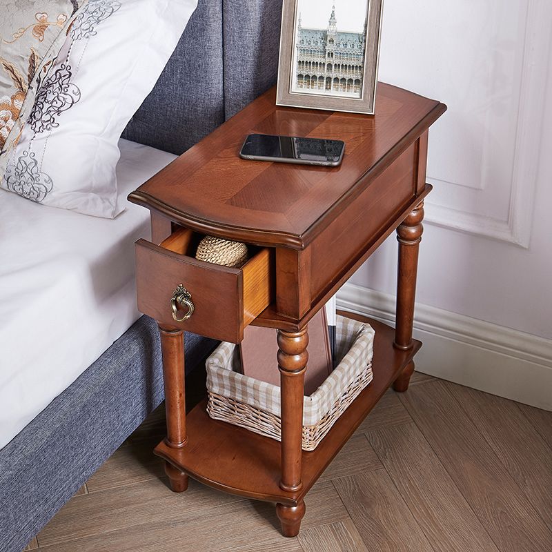 Modern Rectangular End Table 23" Tall 4 Legs Solid Wood Side Table