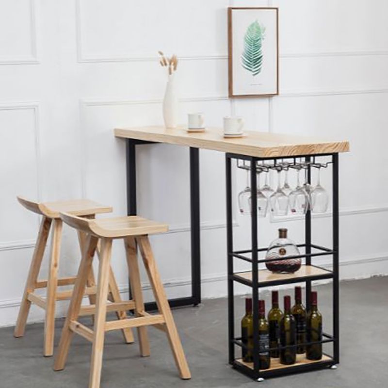 Industrial Rectangle Bar Table Set 1/2/3 Pieces Wooden Counter Table with Backless Stools
