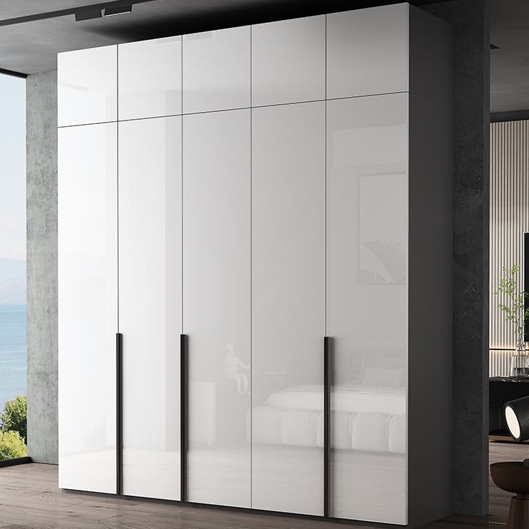 Modern Mirrored Finish Wardrobe Cabinet Engineered Wood and Solid Wood Wardrobe