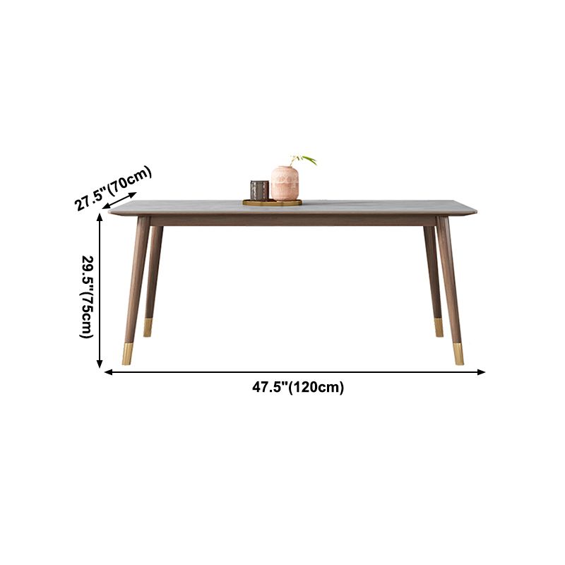Mesa de comedor gris de cocina Mid-Century Mesa de comedor rectangular de piedra sinterizada con 4 patas