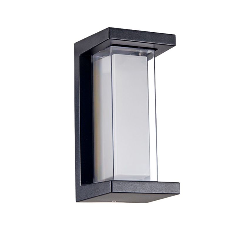 LED Modern Metal Wall Sconce Rectangle Shape Wall Light with Acrylic Shade for Courtyard