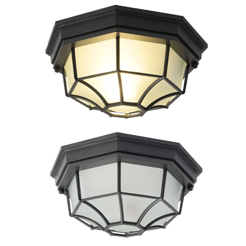 Lampe encastrée de Style moderne, abat-jour octogonal en verre, plafonnier de cour