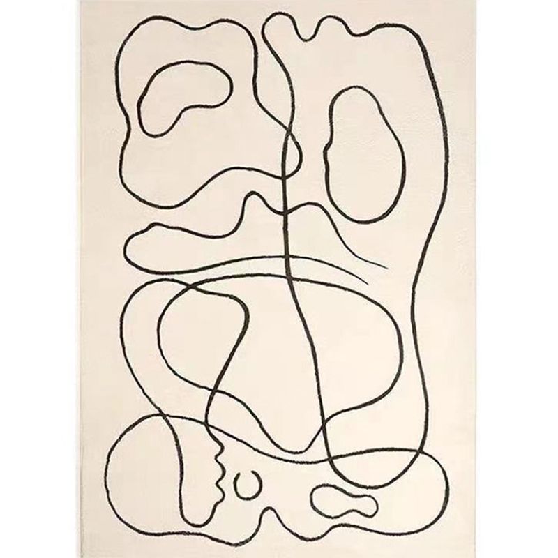 White Modern Indoor Rug Polyester Abstract Carpet Non-Split Backing Rug for Home Decoration