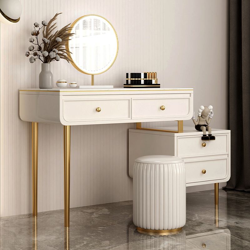 Glam Slate Top Make-up Vanity 4 Drawer Vanity Desk for Bedroom