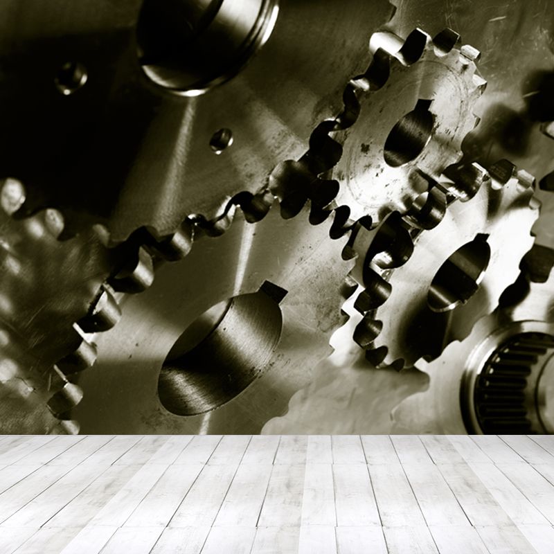 Photography Style Metal Gear Mural Decal Giant Wall Covering for Dining Room, Customised