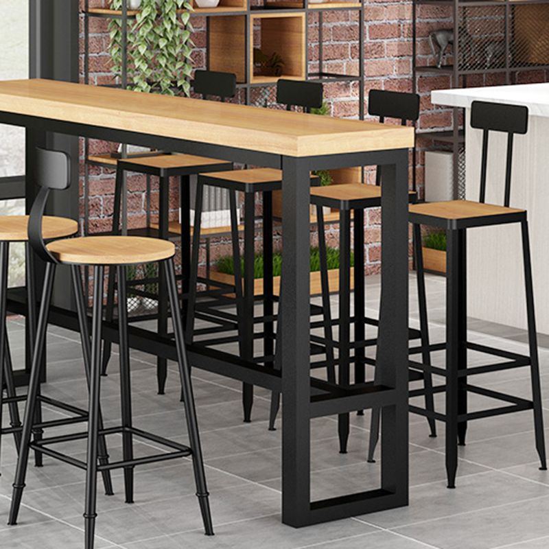 5 Pieces Modern Rectangle Solid Wood Pub Table with High Stools