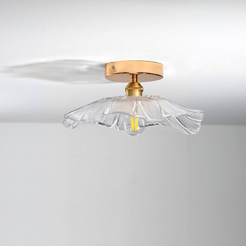 Lámpara de montaje semi de montaje con bordes festoneados lámpara de techo de vidrio tradicional para pasillo