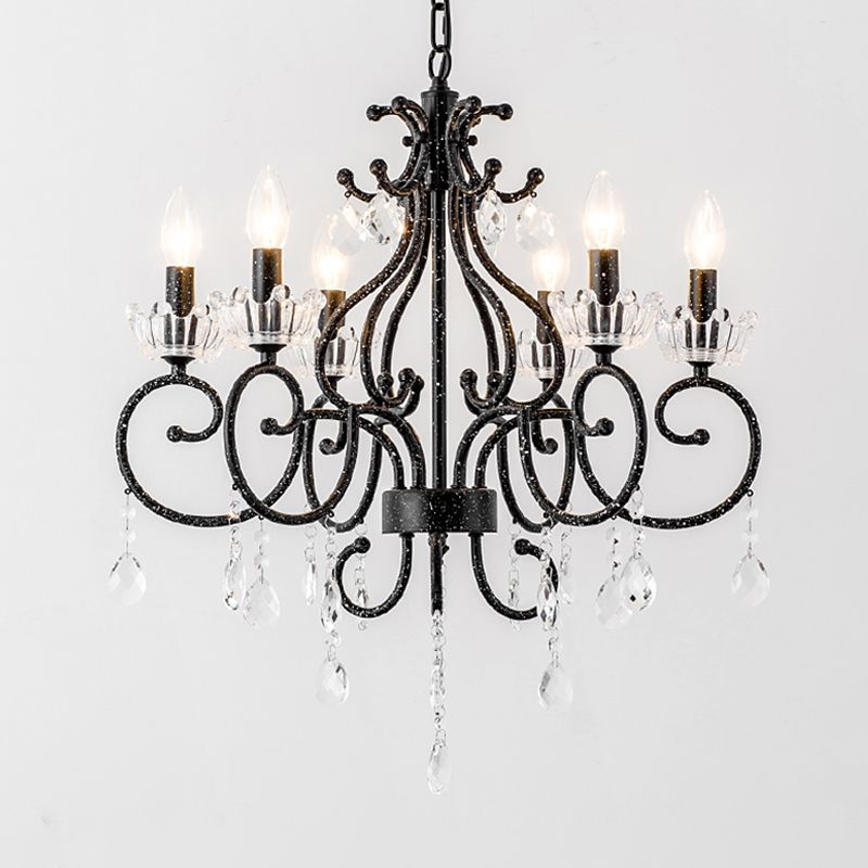 Arming Arm Dining Comedor Candelier CRISTAL CRITAL CABETADO MANO 3/6 CABEZAS NEGRAS COMPLETA DE LUZ
